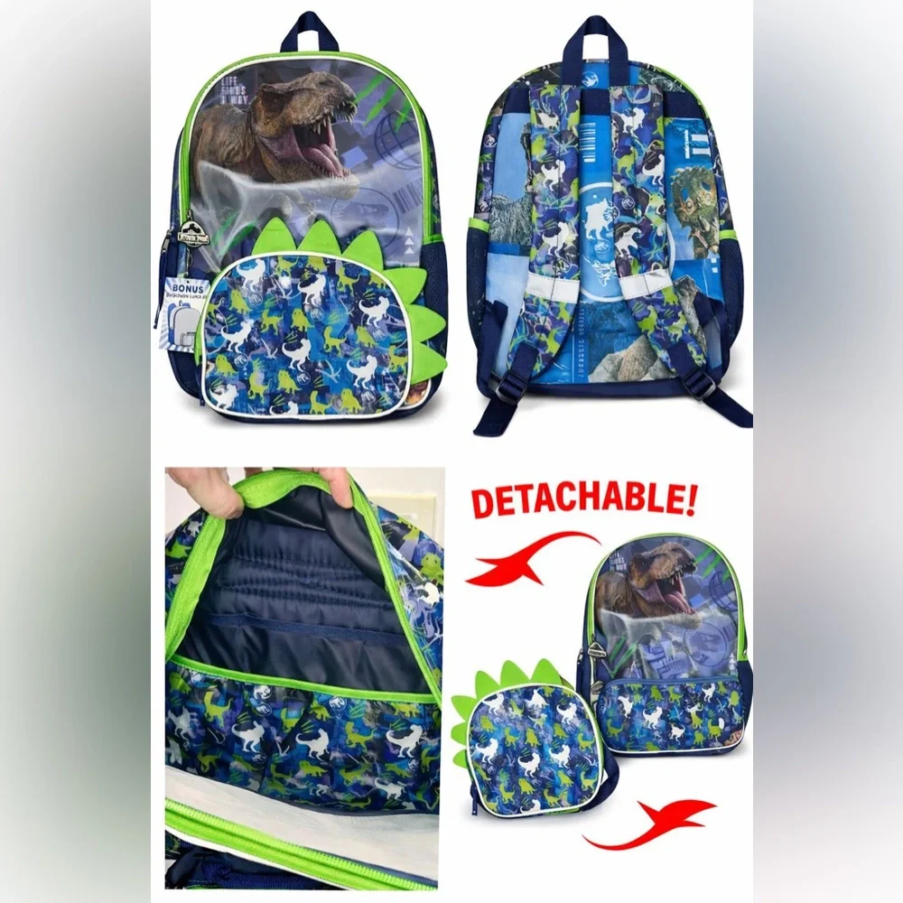 🔥 Jurassic World Backpack 3D Dinosaur Kids School Bag New With Tags